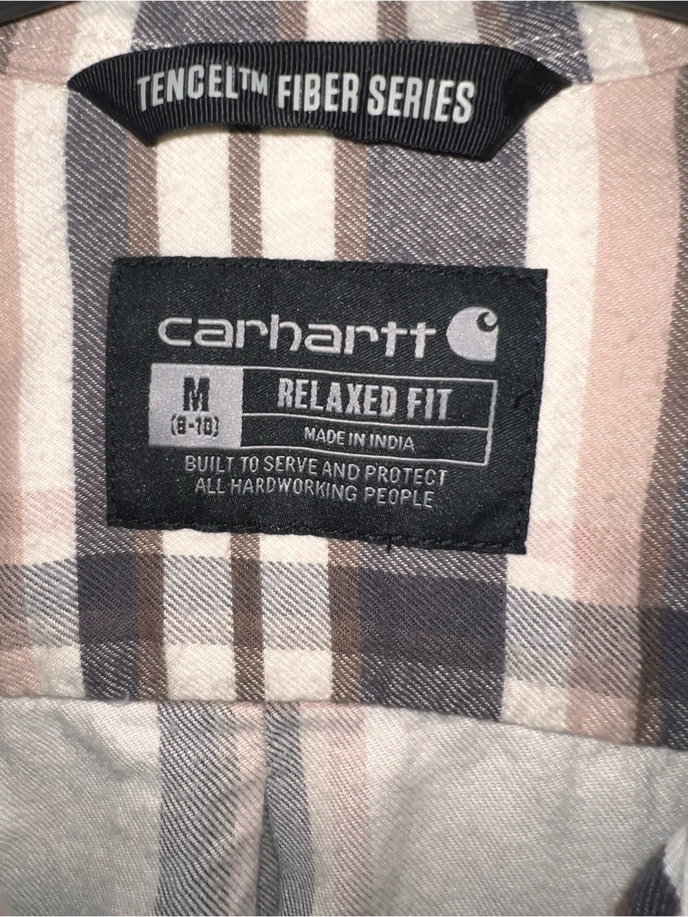 Carhartt Ladies Beige Plaid Button-Up Shirt - Picture 2 of 4